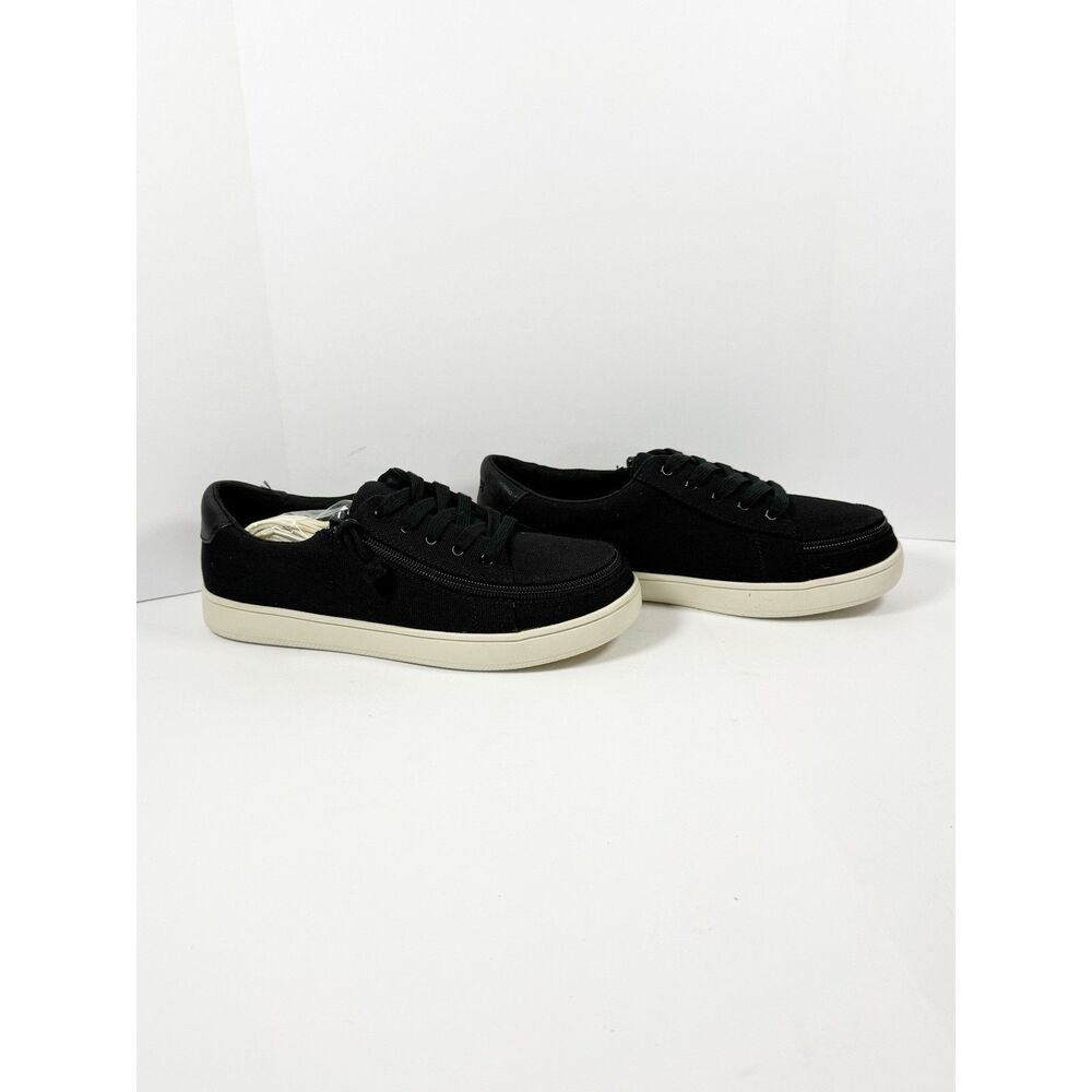 NEW BILLY Footwear Sneaker II Lace-Up Low Top Zip-On Canvas Sporty Black White 7 - Picture 7 of 11